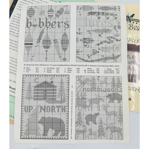 Mountain Winter Cabin Woods Retreat Cross Stitch Chart Pattern Mixed Lot Bear - Picture 8 of 9